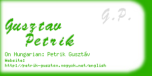 gusztav petrik business card